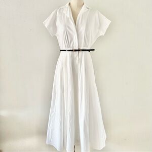 New NICOLE MILLER Women's Short Sleeve Poplin A-line Midi Shirt Dress Size Small